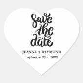 シンプルエレガントBohoの日付を保存する結婚スクリプト ハートシール (正面)