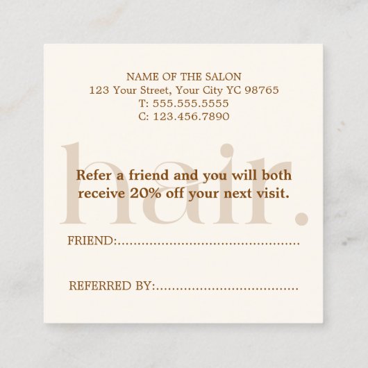 シンプルエレガントBoho Brown紹介カード 紹介カード (裏面)