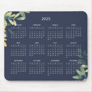 シンプルエレガントBotanical 2025カレンダー マウスパッド