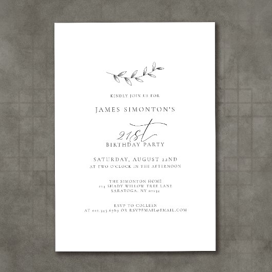 シンプルエレガントBotanical 21歳 招待状