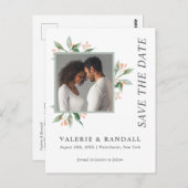 シンプルエレガントBotanical Photo Save the Date ポストカード (正面/裏面)