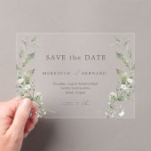 シンプルエレガントBotanical Wedding Save the Date アクリル招待状 (インサイチュ (ポータブル))