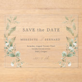 シンプルエレガントBotanical Wedding Save the Date アクリル招待状 (正面)