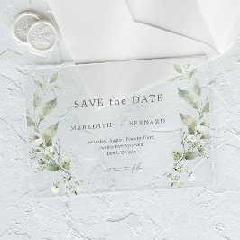 シンプルエレガントBotanical Wedding Save the Date アクリル招待状