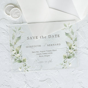 シンプルエレガントBotanical Wedding Save the Date アクリル招待状
