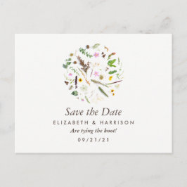 シンプルエレガントBotanical Wild Flower Save the Date 案内ポストカード