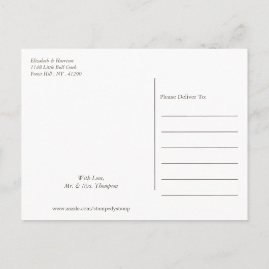 シンプルエレガントBotanical Wild Flower Save the Date 案内ポストカード (裏面)