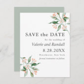 シンプルエレガントBotnanical Wedding Save the Date セーブザデート (正面/裏面)