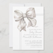 シンプルエレガントBow Baby Shower 招待状 (正面)