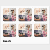 シンプルエレガントBride & Groomフォトコラージュ結婚ズ スクエアシール (シート)