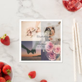 シンプルエレガントBride & Groomフォトコラージュ結婚ズ スタンダードカクテルナプキン (インサイチュ)
