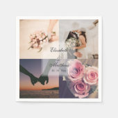 シンプルエレガントBride & Groomフォトコラージュ結婚ズ スタンダードカクテルナプキン (正面)