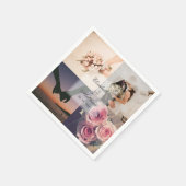 シンプルエレガントBride & Groomフォトコラージュ結婚ズ スタンダードカクテルナプキン (角)