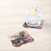 シンプルエレガントBride & Groomフォトコラージュ結婚ズ ペーパーコースター (インサイチュ)