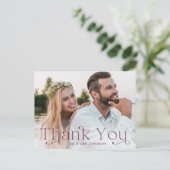 シンプルエレガントBurgundy Photo結婚's Thank You ポストカード (スタンド正面)
