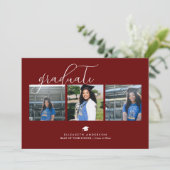 シンプルエレガントBurgundy Red卒業写真 招待状 (スタンド正面)