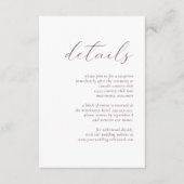 シンプルエレガントBurgundy Scriptの結婚詳細 エンクロージャーカード (正面)