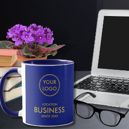 シンプルエレガントBusiness Logo王室の Blue金ゴールド マグカップ