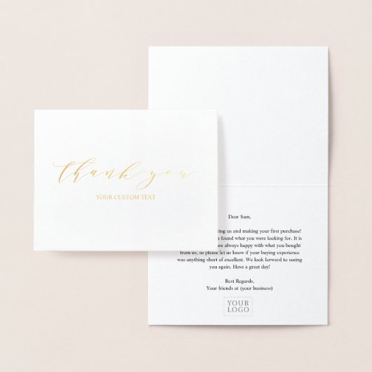 シンプルエレガントBusiness Thank you Gold Foil Card 箔カード (ディスプレー)