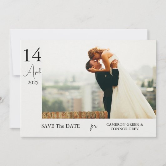 シンプルエレガントChic Photo Wedding Save the Date セーブザデート (正面)