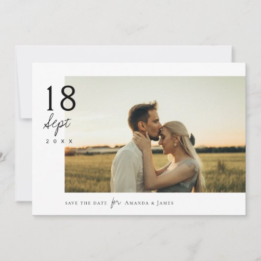 シンプルエレガントChic Photo Wedding Save the Date 招待状 (正面)