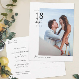 シンプルエレガントChic Photo Wedding Save the Date 案内ポストカード