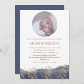 シンプルエレガントChristian Round Photo |バプテスマ 招待状 (正面/裏面)
