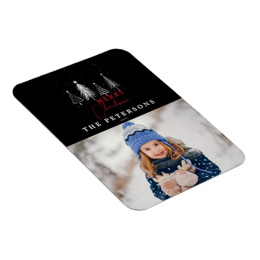 シンプルエレガントChristmas Pine Tree写真 マグネット (右側)