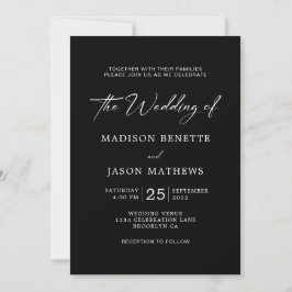 シンプルエレガントClassy Black Photo結婚's 招待状