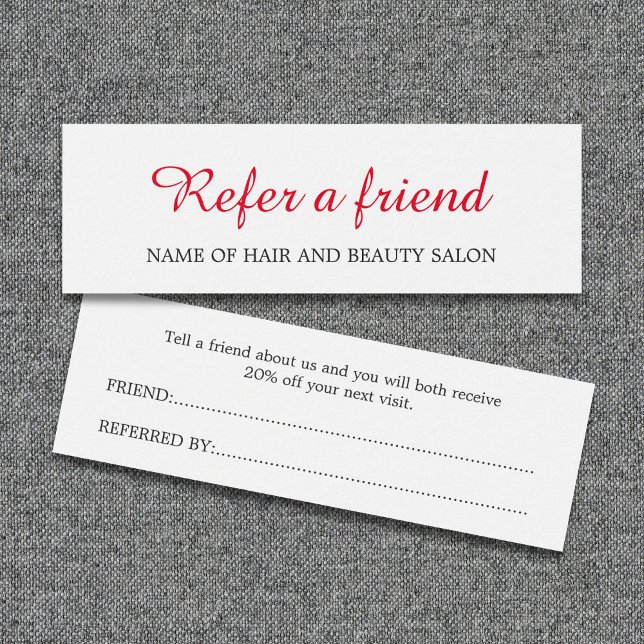 シンプルエレガントClean Red White Referral Card (クリエイターアップロード済み)