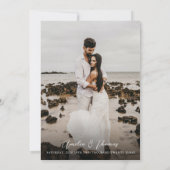 シンプルエレガントCream Script写真QRコード結婚s 招待状 (裏面)