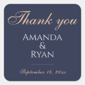 シンプルエレガントDark Blue結婚 S Thank you スクエアシール (正面)
