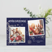 シンプルエレガントDark Blue 2フォトフレームファミリー シーズンカード (スタンド正面)