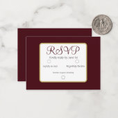 シンプルエレガントDark Burgandy RSVP結婚の ノートカード (正面/裏面インサイチュ)