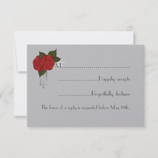 シンプルエレガントDecoバラ結婚の応答カード 出欠カード (正面)