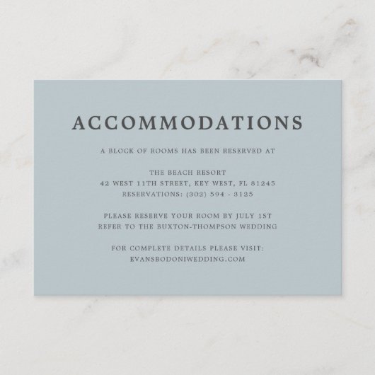 シンプルエレガントDusty Blue宿泊施設 エンクロージャーカード (正面)