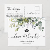 シンプルエレガントeucalyptus Graduation Thank You ポストカード (正面/裏面)