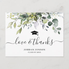 シンプルエレガントeucalyptus Graduation Thank You ポストカード