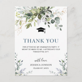 シンプルエレガントeucalyptus Graduation Thank You ポストカード
