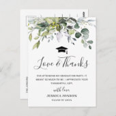 シンプルエレガントeucalyptus Graduation Thank You ポストカード (正面/裏面)