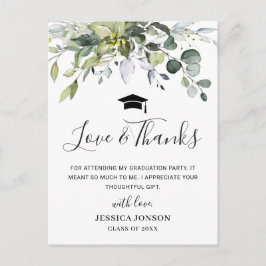 シンプルエレガントeucalyptus Graduation Thank You ポストカード