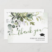 シンプルエレガントeucalyptus Graduation Thank You ポストカード (正面/裏面)