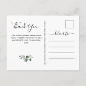 シンプルエレガントeucalyptus Graduation Thank You 案内ポストカード (裏面)