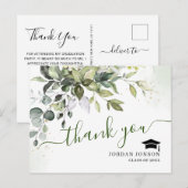 シンプルエレガントeucalyptus Graduation Thank You 案内ポストカード (正面/裏面)