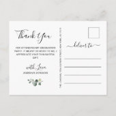 シンプルエレガントeucalyptus Graduation Thank You 案内ポストカード (裏面)