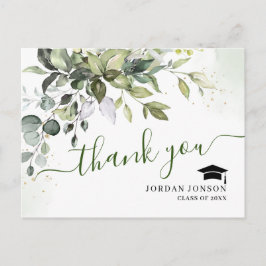 シンプルエレガントeucalyptus Graduation Thank You 案内ポストカード