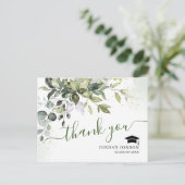 シンプルエレガントeucalyptus Graduation Thank You 案内ポストカード (スタンド正面)