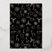 シンプルエレガントFamily 1フォトフレーム黒と金ゴールド 箔シーズンカード (裏面)