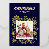 シンプルエレガントFamily 1フォトフレーム(ダークブルー) 箔シーズンカード (正面)