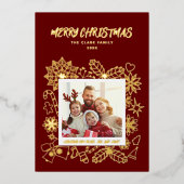 シンプルエレガントFamily 1フォトフレーム(濃赤色) 箔シーズンカード (正面)